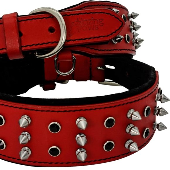 BlazingPaws Sabrington Spiked Leather Dog Collar XL (19-22in) - Picture 1 of 6